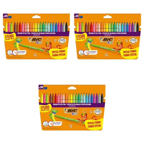 3 pack de 24 Rotuladores BIC Kids 3 pack de 24 Rotuladores BIC Kids