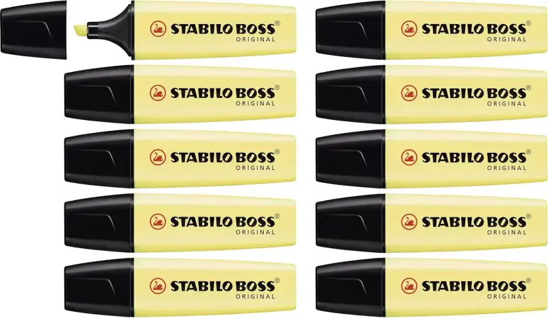 10 Rotuladores Stabilo boss amarillo cremoso 10 Rotuladores Stabilo boss amarillo cremoso