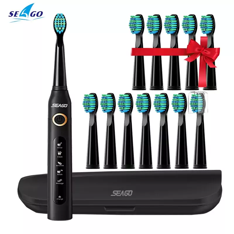 Cepillo de dientes eléctrico sónico Seago con 7 repuestos Cepillo de dientes eléctrico sónico Seago con 7 repuestos