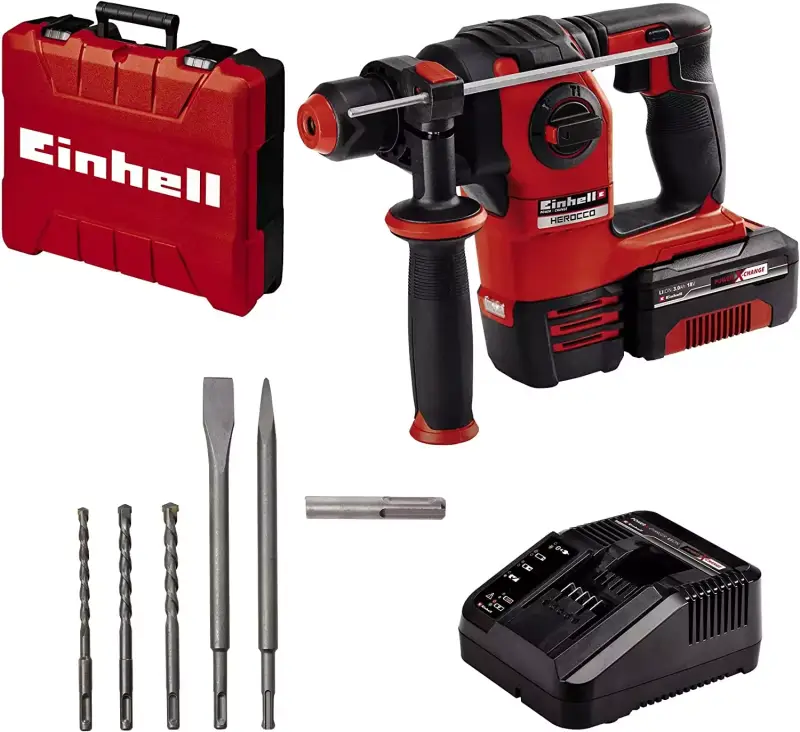 Pack Martillo perforador inalámbrico Einhell + brocas + Maletín + accesorios Pack Martillo perforador inalámbrico Einhell + brocas + Maletín + accesorios