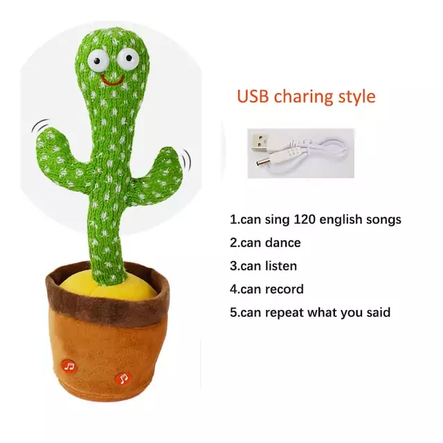 Juguete parlante y bailon Cactus con carga usb Juguete parlante y bailon Cactus con carga usb