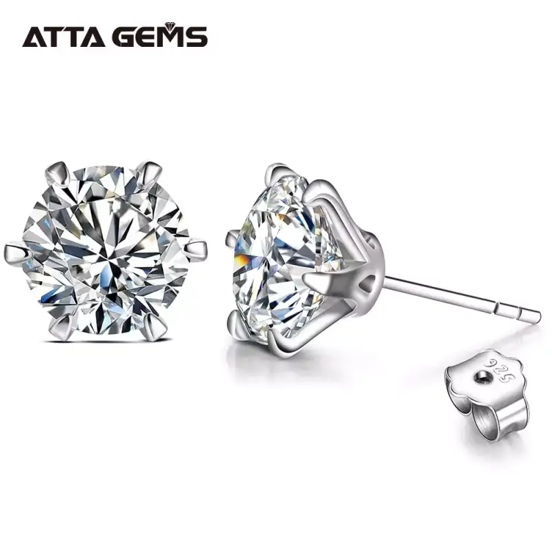 Pendientes de plata sólida con piedras de moissanita Pendientes de plata sólida con piedras de moissanita