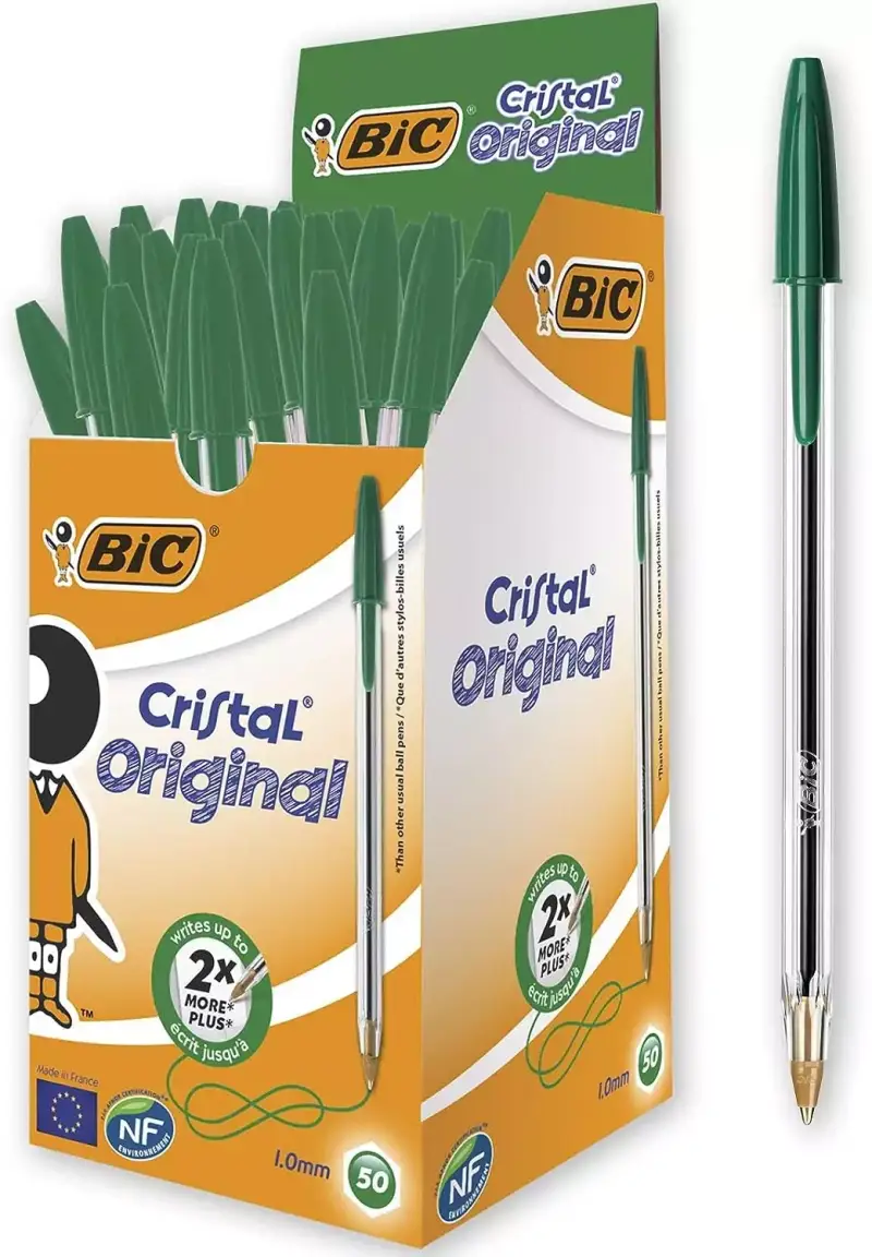 Caja de 50 bolígrafos BIC verde Caja de 50 bolígrafos BIC verde