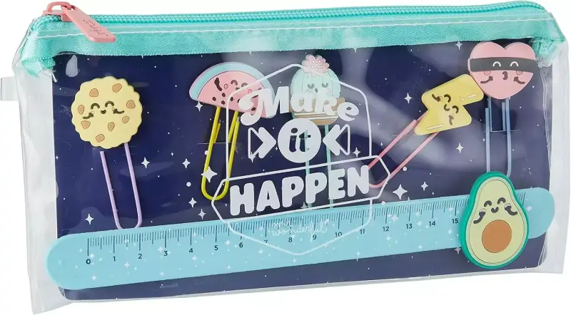 Estuche Con Set De Clips Con Personajes + Regla - Make It Happen Mr. Wonderful Estuche Con Set De Clips Con Personajes + Regla - Make It Happen Mr. Wonderful