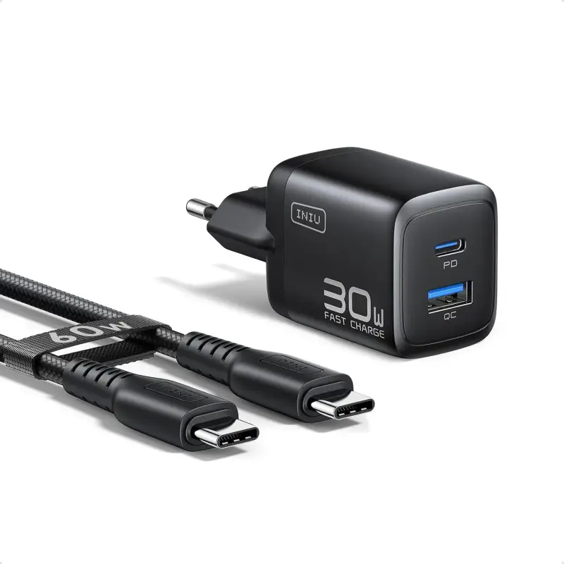 Cargador USB-C 30W + cable 60W Cargador USB-C 30W + cable 60W