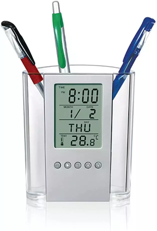 Portalápices LCD con termómetro Portalápices LCD con termómetro