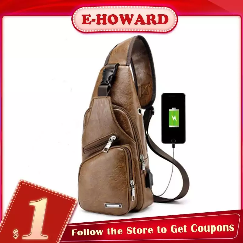 Bolso cruzado de pecho con salida auriculares y puerto USB Bolso cruzado de pecho con salida auriculares y puerto USB