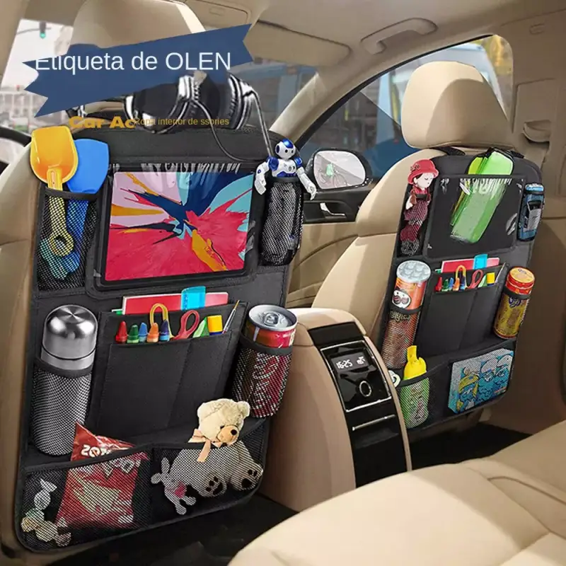 Organizador de asiento trasero de coche con soporte para tableta con pantalla táctil Organizador de asiento trasero de coche con soporte para tableta con pantalla táctil