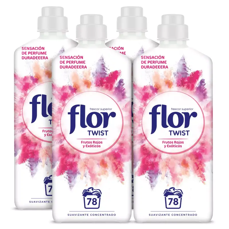 Pack de 4 Botellas de Suavizante Concentrado Flor Twist Frutos Rojos Pack de 4 Botellas de Suavizante Concentrado Flor Twist Frutos Rojos