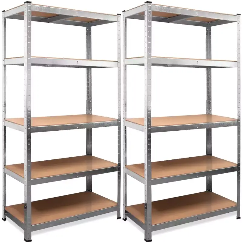 Set de 2 estanterías metálicas galvanizadas Set de 2 estanterías metálicas galvanizadas