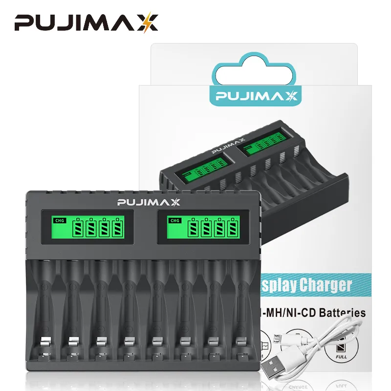 Cargador 8 bahías AA/AAA con pantalla LCD Cargador 8 bahías AA/AAA con pantalla LCD