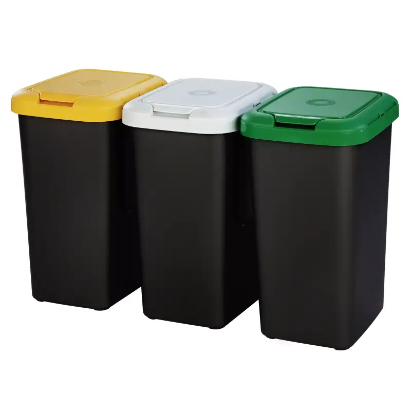 Set 3 papeleras de reciclaje de 75 litros en total Set 3 papeleras de reciclaje de 75 litros en total