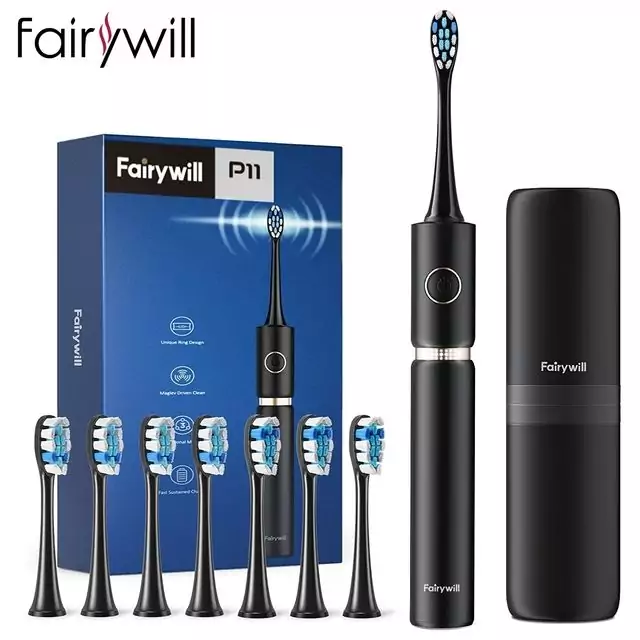 Fairywill Cepillo de dientes eléctrico P11 + 8 cabezales Fairywill Cepillo de dientes eléctrico P11 + 8 cabezales