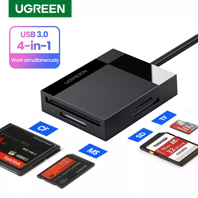 UGREEN lector de tarjetas 4 en 1 USB3.0/USB-C UGREEN lector de tarjetas 4 en 1 USB3.0/USB-C