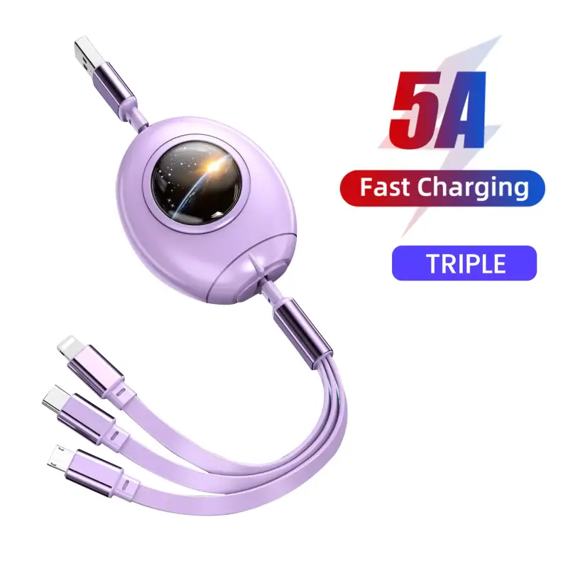 Cable de carga USB tipo C 5A 3 en 1 Cable de carga USB tipo C 5A 3 en 1