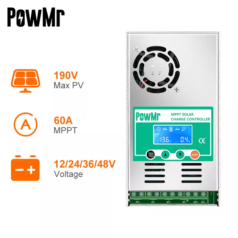 PowMr controlador de carga Solar MPPT 60A PowMr controlador de carga Solar MPPT 60A