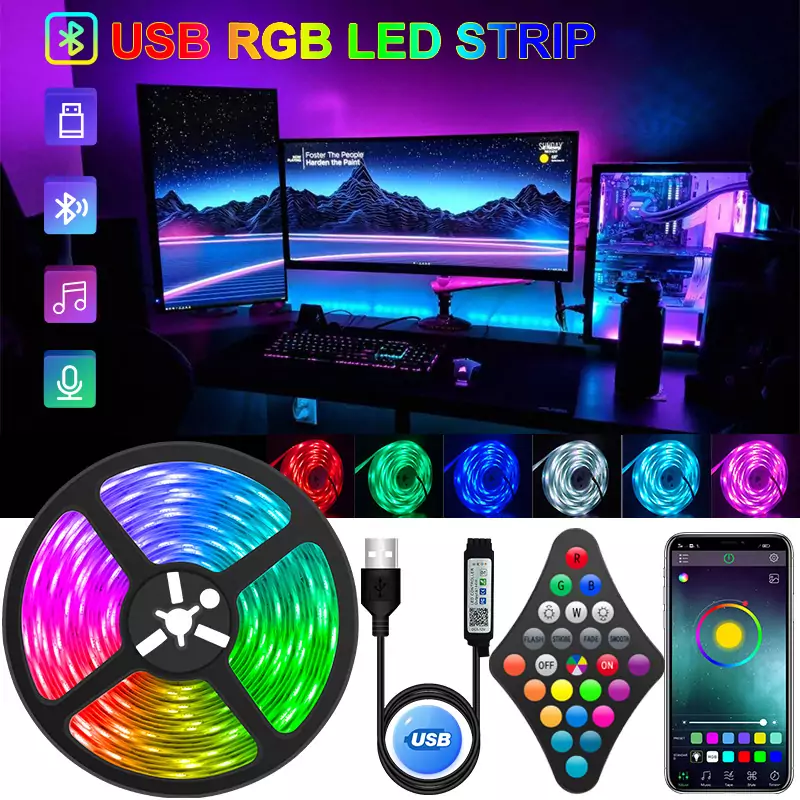 Tira de luces LED USB 2835 RGB Tira de luces LED USB 2835 RGB