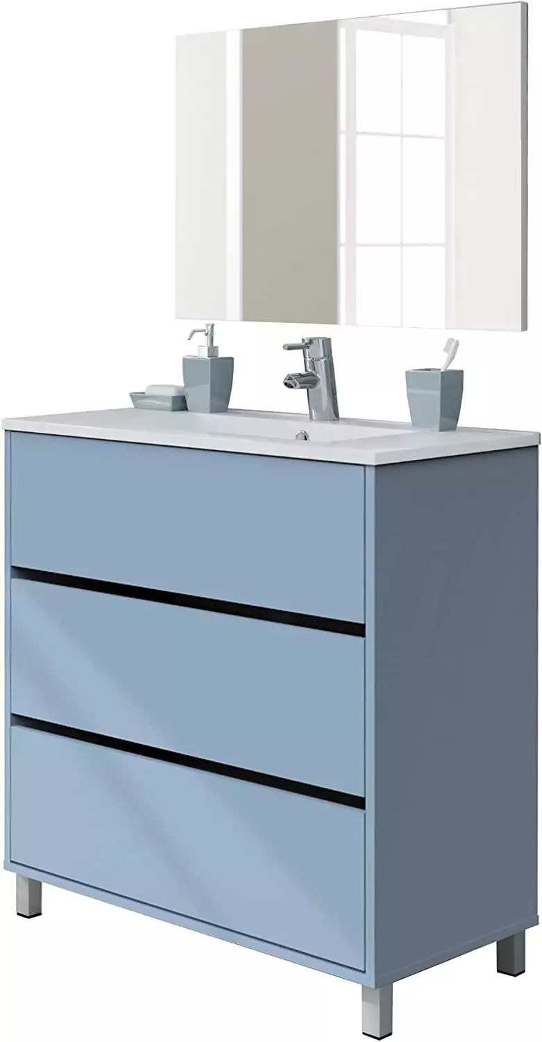 Goop Muebles Pitarch, Mueble Baño Kalma 2, Azul Talco Goop Muebles Pitarch, Mueble Baño Kalma 2, Azul Talco