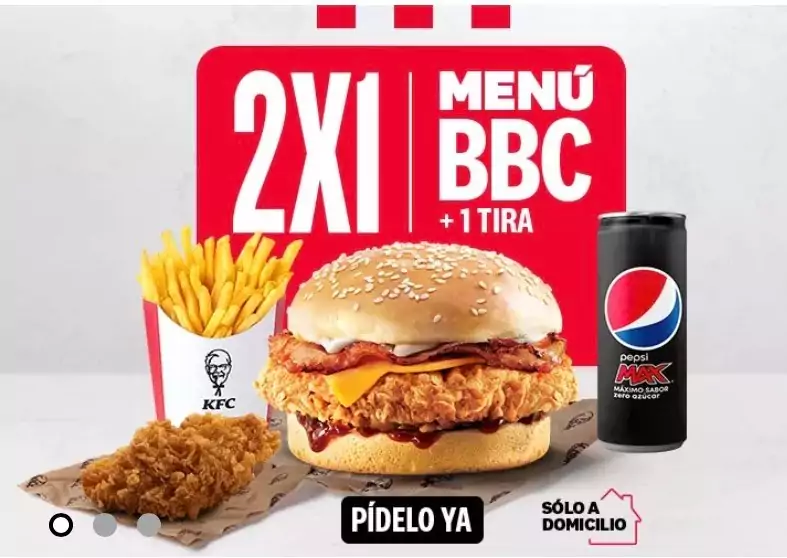 2X1 menú BBC + Tira de pollo en KFC 2X1 menú BBC + Tira de pollo en KFC