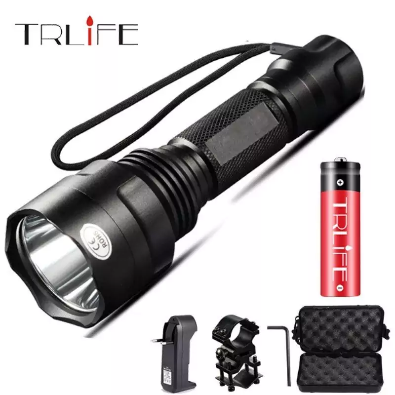 Linterna LED táctica de aluminio + accesorios Linterna LED táctica de aluminio + accesorios