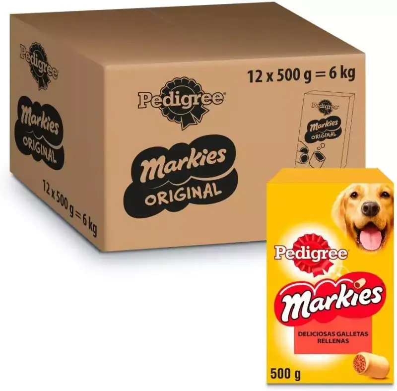 Pedigree Markies Galletas para Perro Rellenas (Pack de 12 x 500g) Pedigree Markies Galletas para Perro Rellenas (Pack de 12 x 500g)