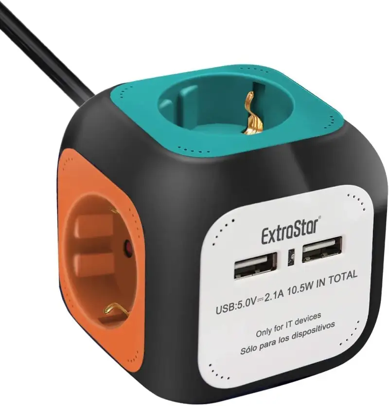 Powercube Extrastar con 4 salidas + 2 USB Powercube Extrastar con 4 salidas + 2 USB