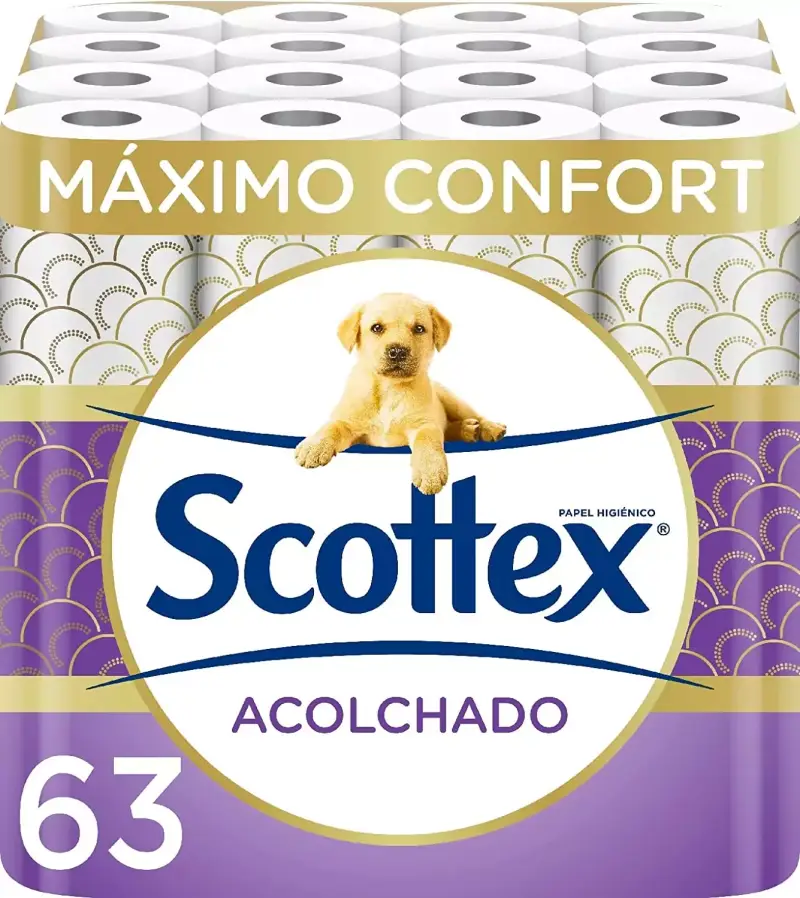 63 Rollos Papel Higiénico Scottex Acolchado 63 Rollos Papel Higiénico Scottex Acolchado