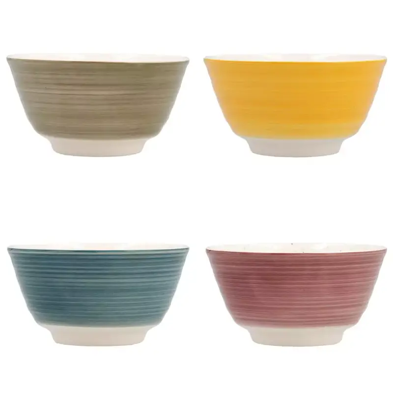 Set 4 boles gres decorado 11 cm Set 4 boles gres decorado 11 cm