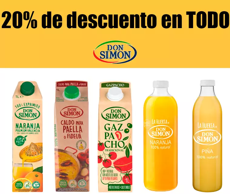 20% DTO en la primera compra en productos Don Simon 20% DTO en la primera compra en productos Don Simon