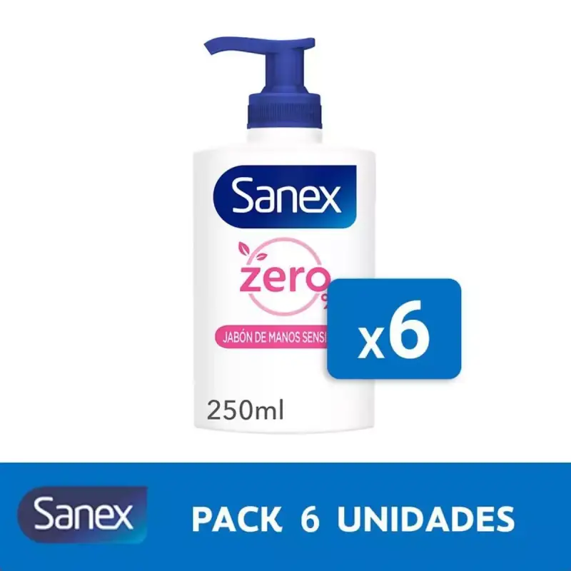 Pack de 6 botes de jabón líquido Sanex Zero de 250ml Pack de 6 botes de jabón líquido Sanex Zero de 250ml