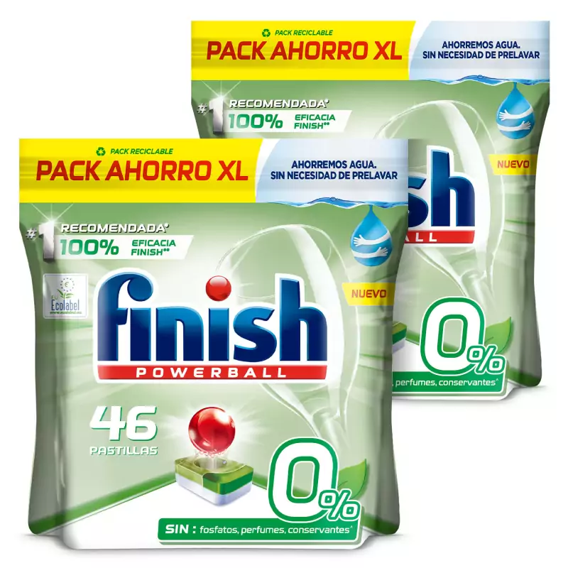 Finish Powerball 0% Pastillas para el lavavajillas 92 pastillas Finish Powerball 0% Pastillas para el lavavajillas 92 pastillas