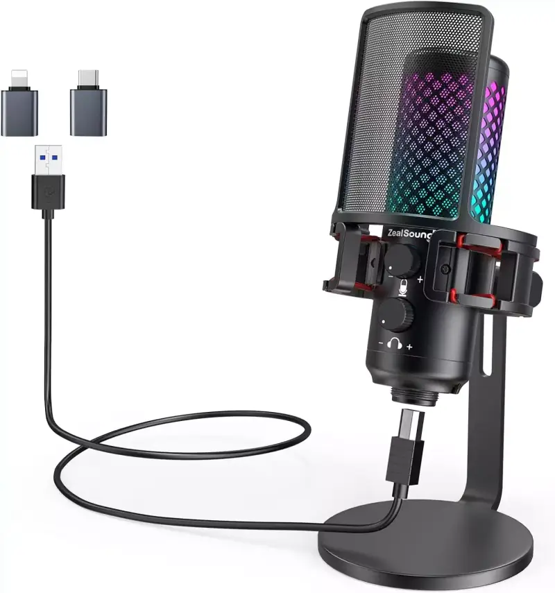 Micrófono USB gaming ZealSound filtro pop Micrófono USB gaming ZealSound filtro pop