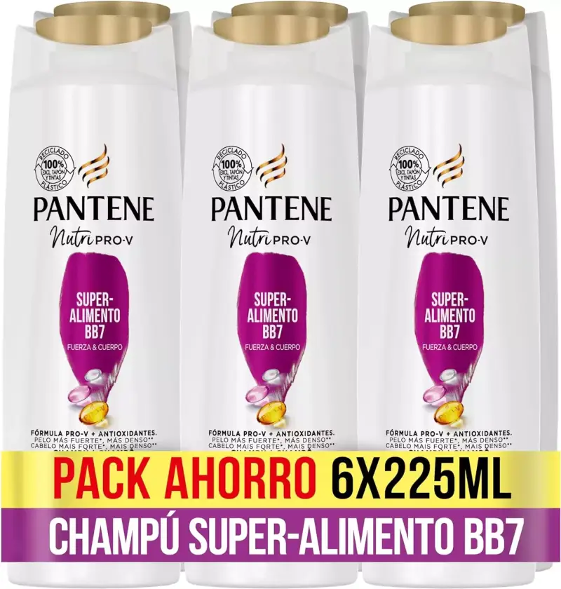 6x 225ml Champú Pantene Fuerza & Cuerpo Nutri Pro-V 6x 225ml Champú Pantene Fuerza & Cuerpo Nutri Pro-V