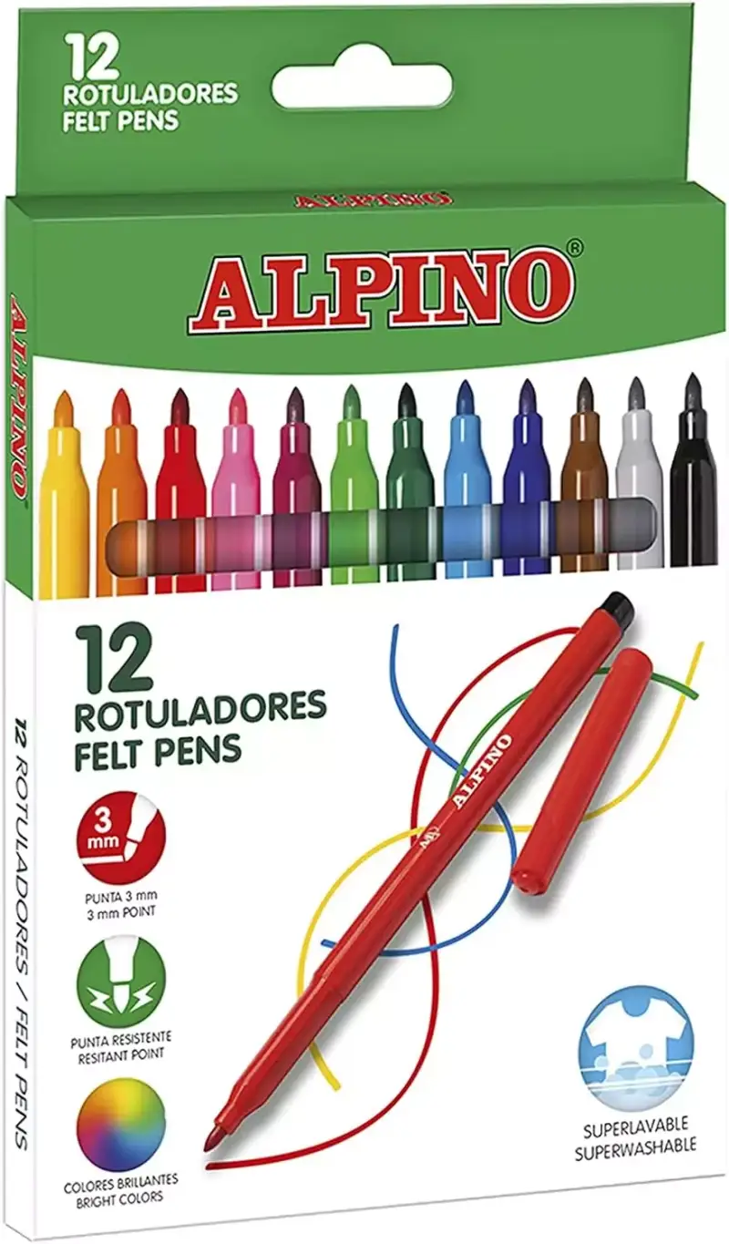 Estuche de 12 rotuladores Alpino Estuche de 12 rotuladores Alpino