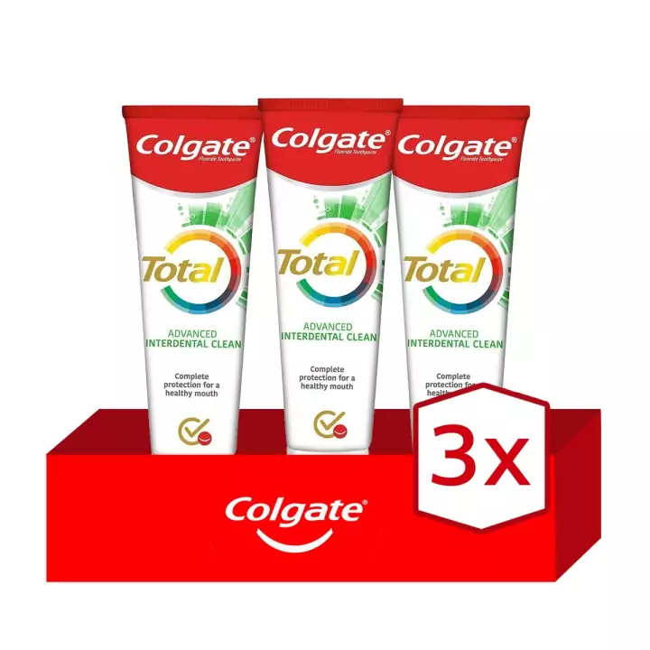 Pack 3 tubos dentífrico Colgate Total Advanced Limpieza Interdental 75ml Pack 3 tubos dentífrico Colgate Total Advanced Limpieza Interdental 75ml