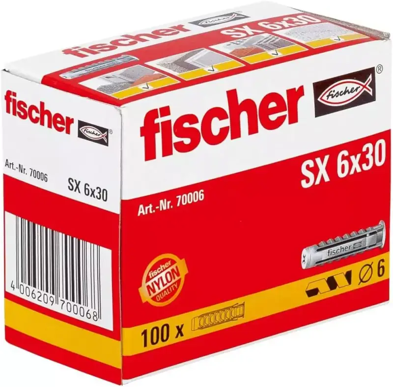 100x Tacos Fisher para hormigón SX 6x30 100x Tacos Fisher para hormigón SX 6x30
