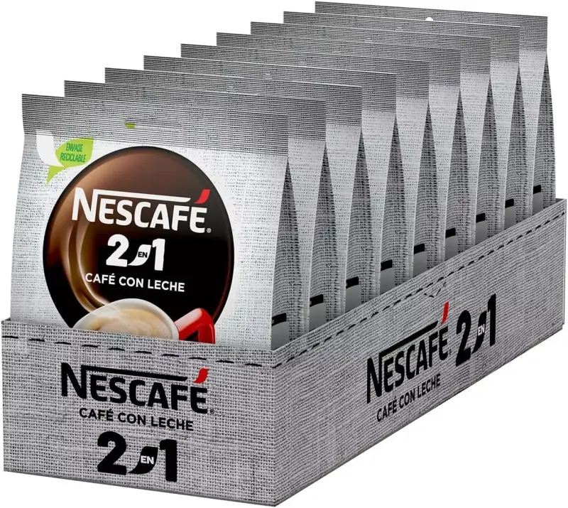 90 Sobres café soluble natural con leche Nescafé 2 en 1 90 Sobres café soluble natural con leche Nescafé 2 en 1