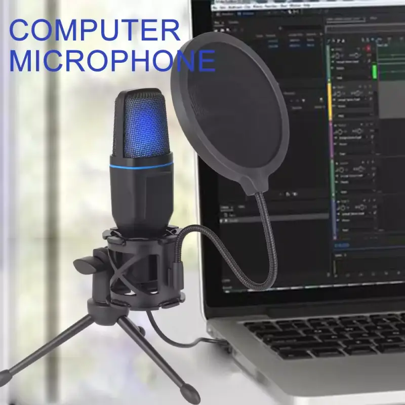 Micrófono de escritorio RGB con trípode Micrófono de escritorio RGB con trípode