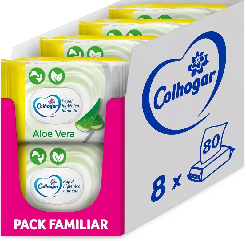 8x80 Toallitas húmedas desechables Colhogar Aloe 8x80 Toallitas húmedas desechables Colhogar Aloe