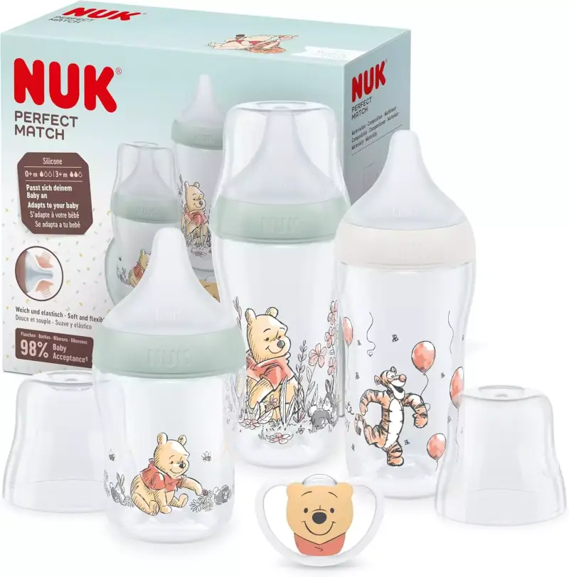 Set de 3 biberones anticólico y chupete Space Perfect Match NUK Set de 3 biberones anticólico y chupete Space Perfect Match NUK