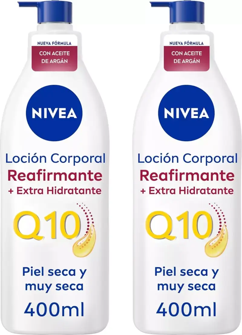 2x400ml NIVEA Q10 Aceite de Argán Body Milk Reafirmante + Extra Hidratante 2x400ml NIVEA Q10 Aceite de Argán Body Milk Reafirmante + Extra Hidratante