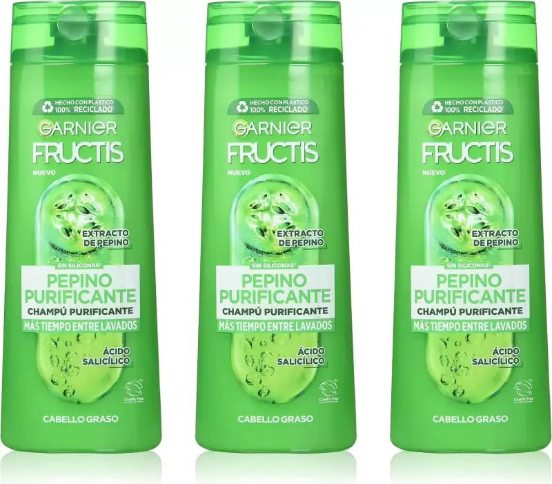 3x380ml Garnier Fructis Champú Pure Fresh Pepino Purificante 3x380ml Garnier Fructis Champú Pure Fresh Pepino Purificante