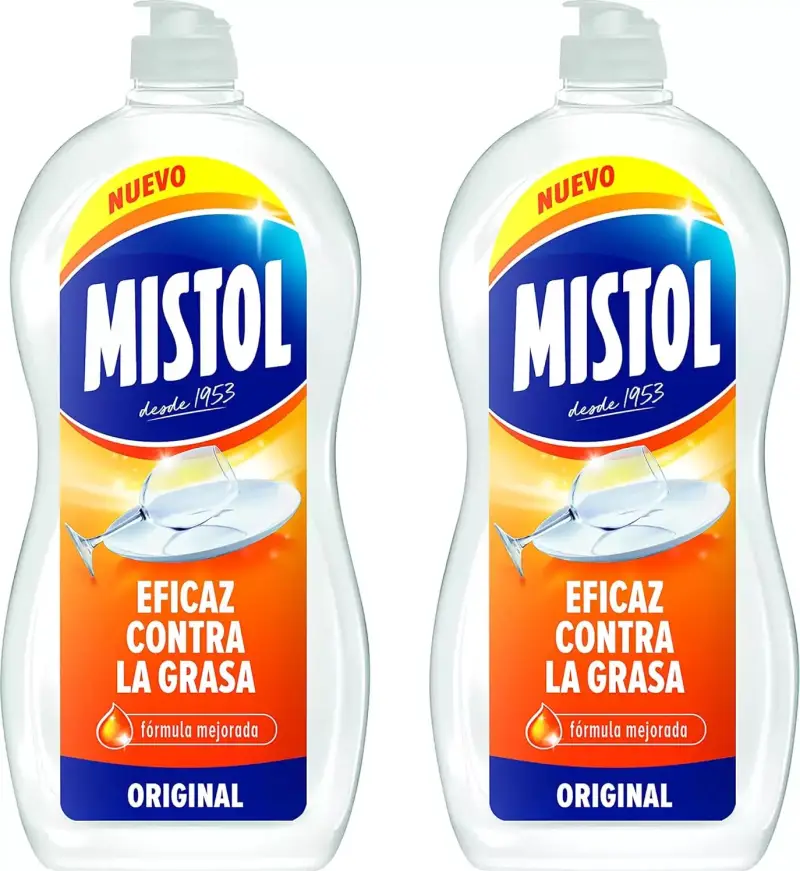 2x900ml Mistol Lavavajillas a mano quitagrasas 2x900ml Mistol Lavavajillas a mano quitagrasas