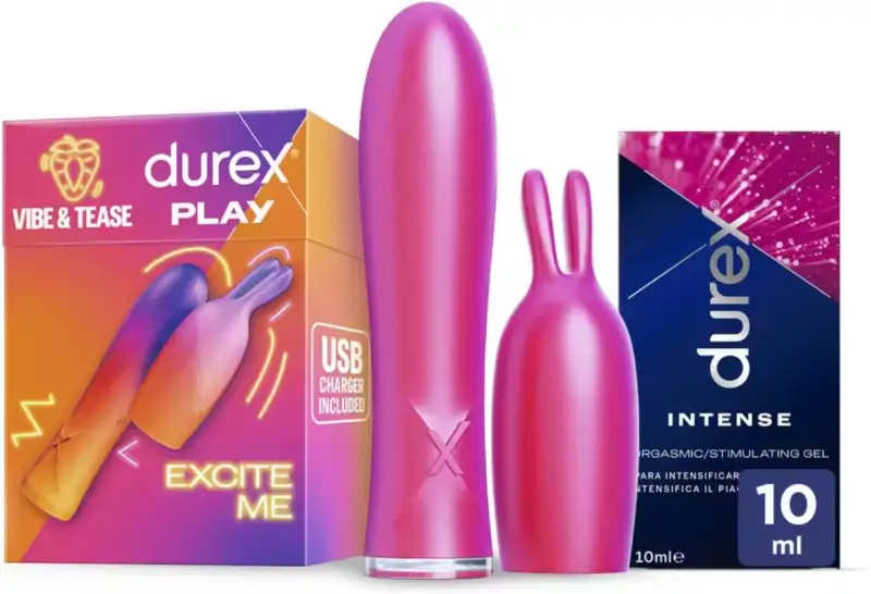 Durex Conejito 2-en-1 Vibe & Tease + gel Intense 10 ml Durex Conejito 2-en-1 Vibe & Tease + gel Intense 10 ml