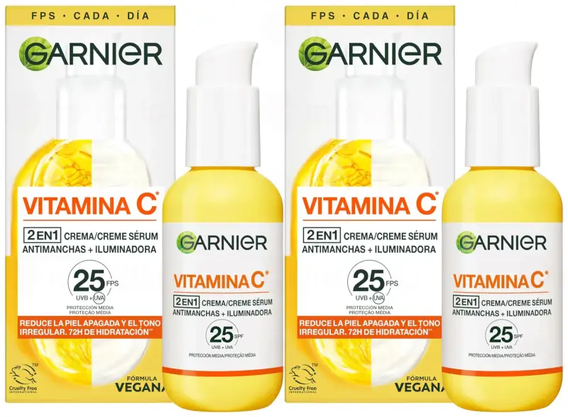 2x50ml Sérum facial iluminador Garnier 2 en 1 2x50ml Sérum facial iluminador Garnier 2 en 1