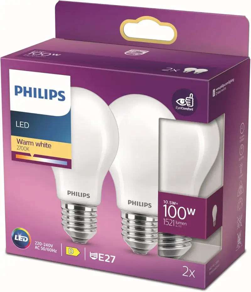 2x Philips Bombilla LED Cristal100W E27 2x Philips Bombilla LED Cristal100W E27