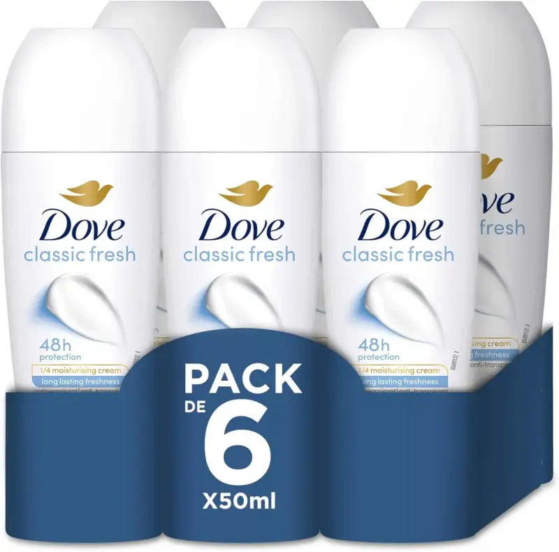 6x50ml Dove Desodorante Roll-On Protección 48 horas 6x50ml Dove Desodorante Roll-On Protección 48 horas