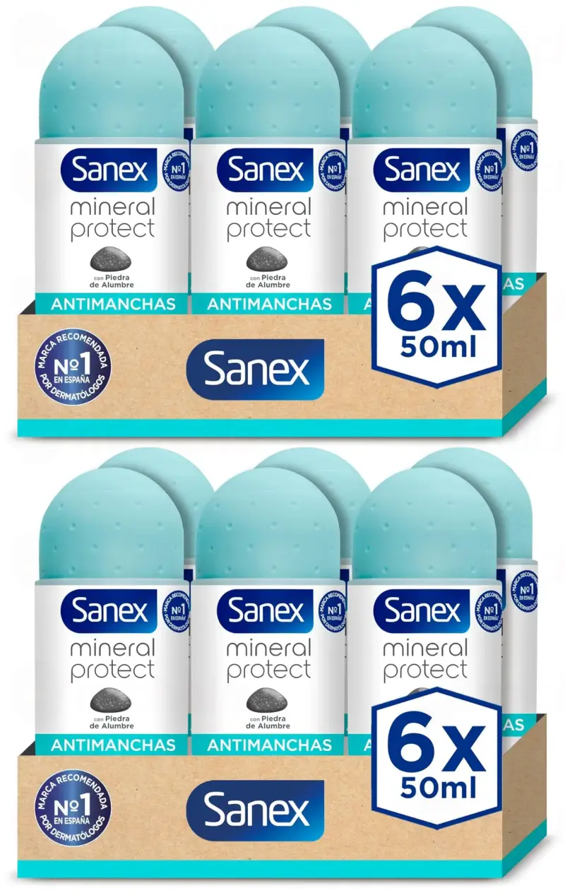12x 50ml Desodorante roll-on Sanex Mineral Protect 12x 50ml Desodorante roll-on Sanex Mineral Protect