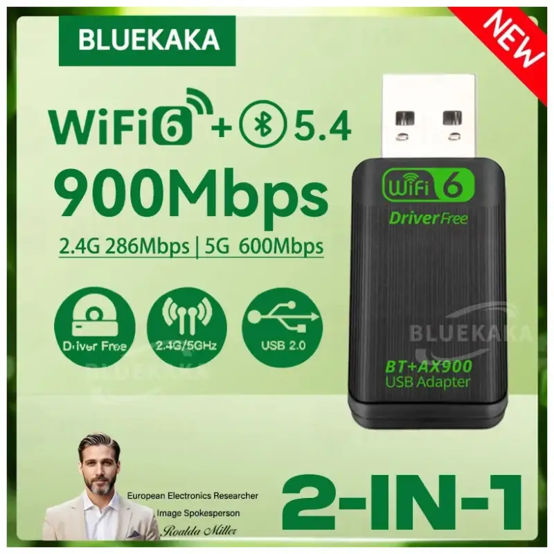 Adaptador USB WiFi6 BT 5.4 2 en 1 AX900 Adaptador USB WiFi6 BT 5.4 2 en 1 AX900