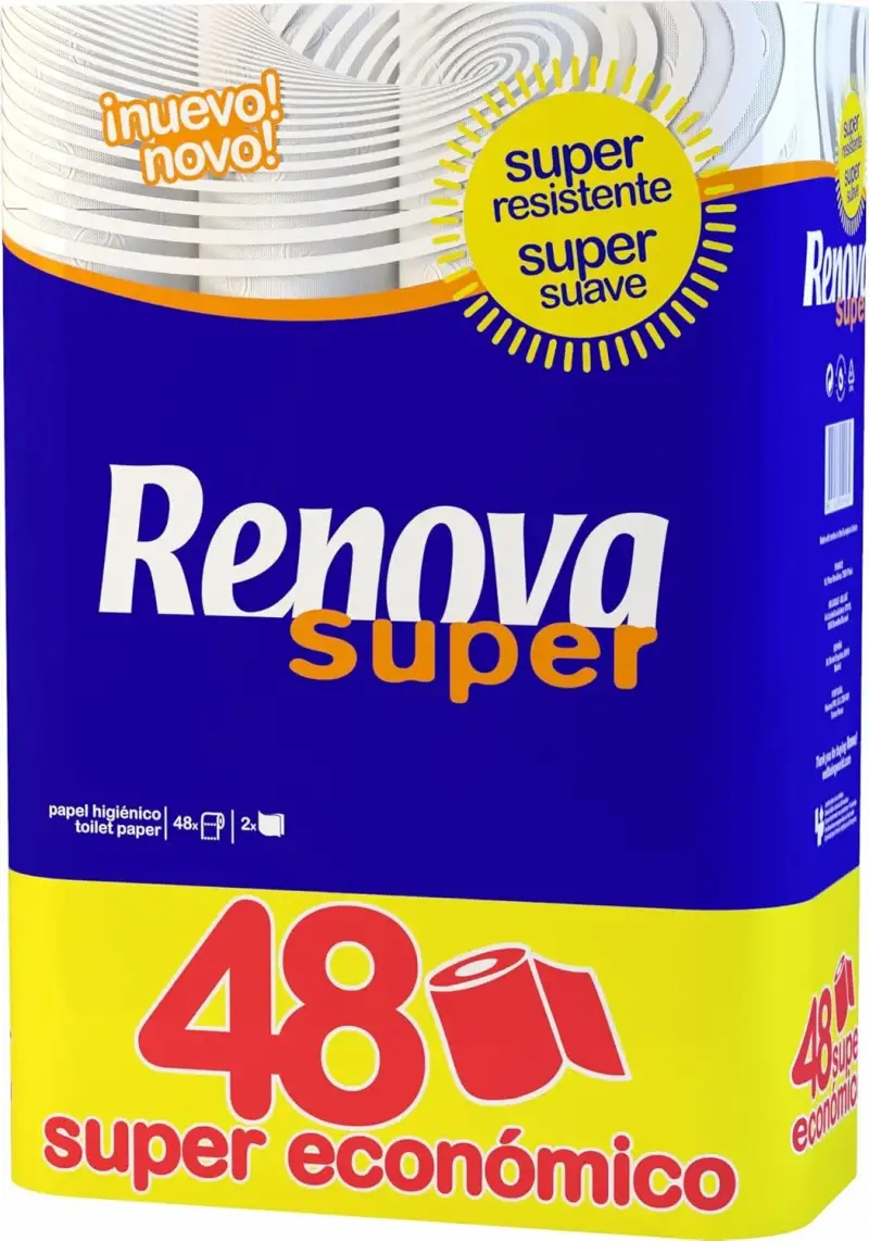 48 rollos Renova papel higiénico Super 48 rollos Renova papel higiénico Super